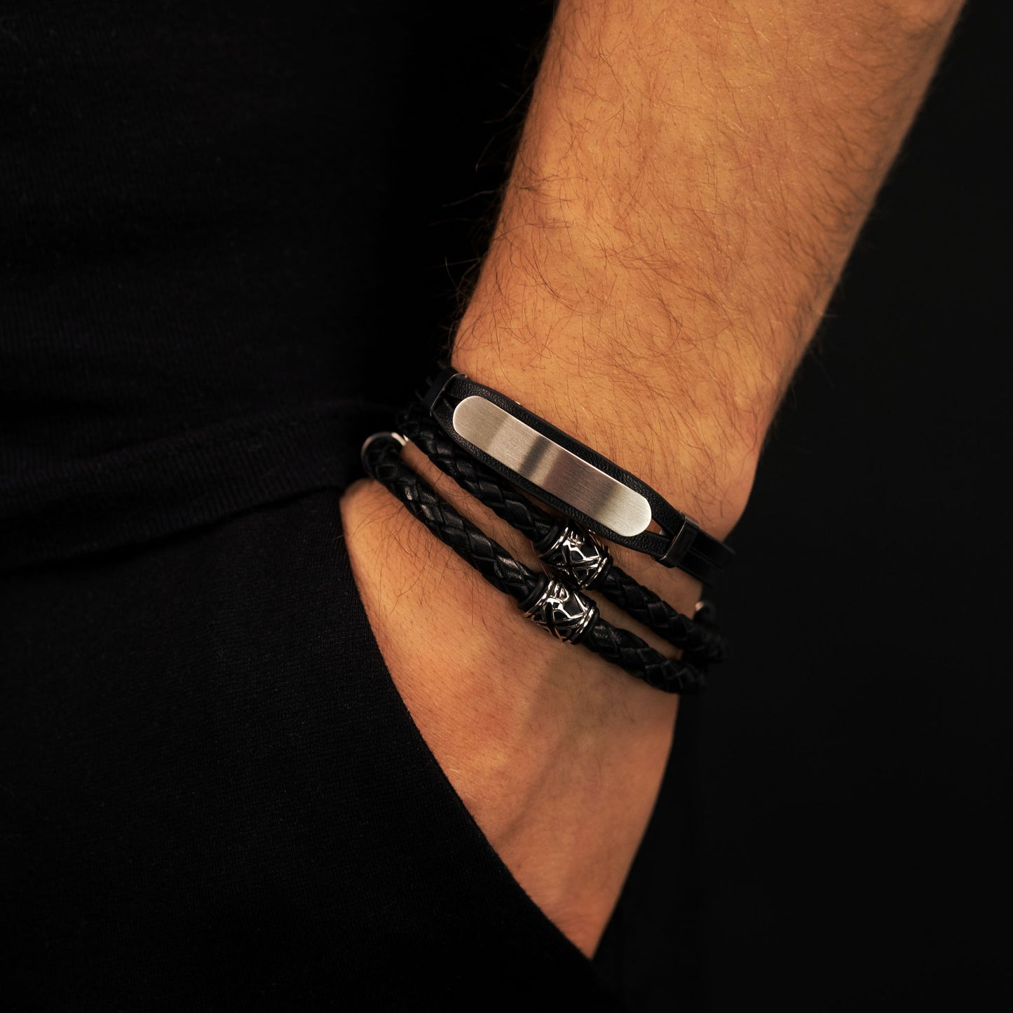 Lederarmband Dexter mit Edelstahl - SAVE BRAVE