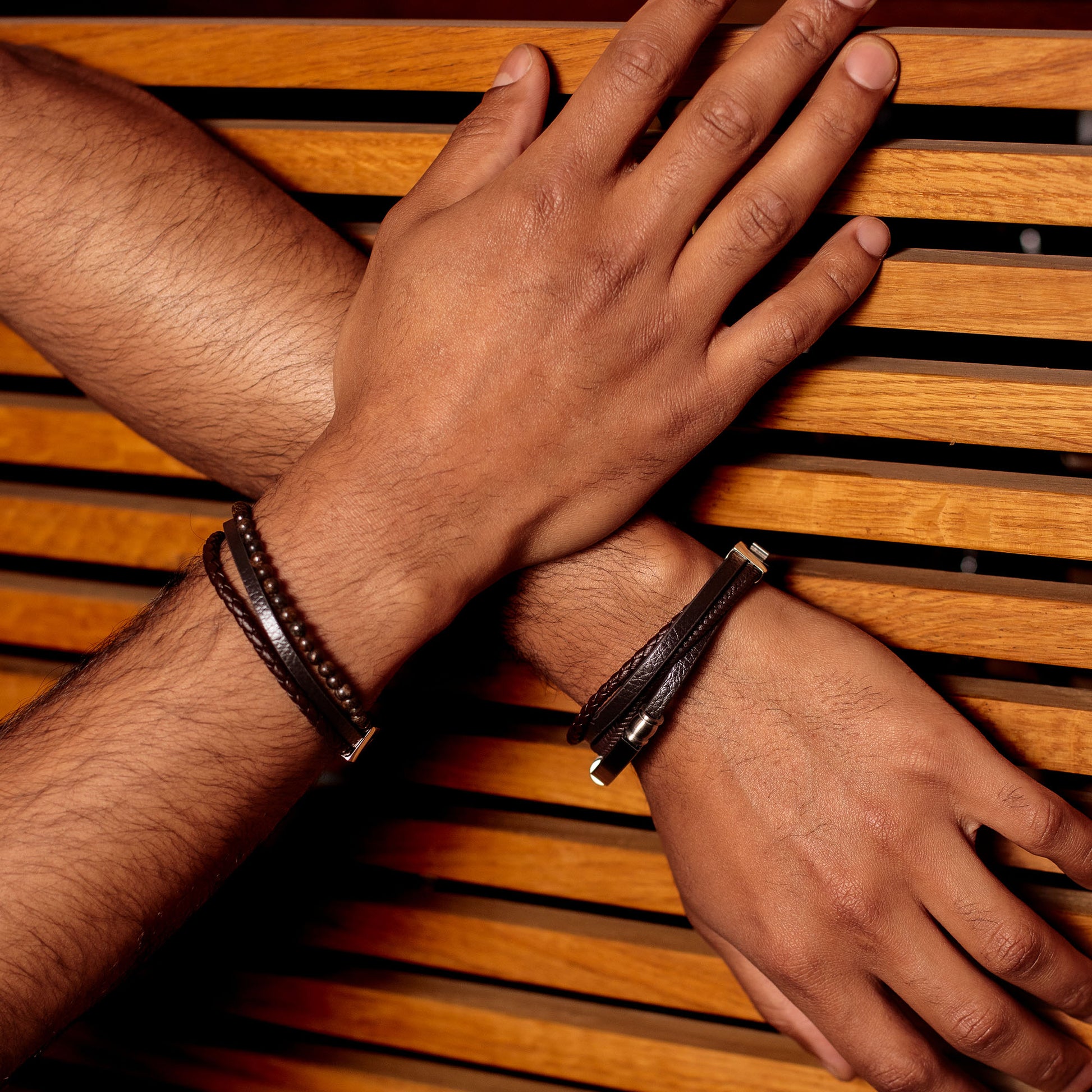 Armband Tyler aus Leder & Onyxperlen - SAVE BRAVE