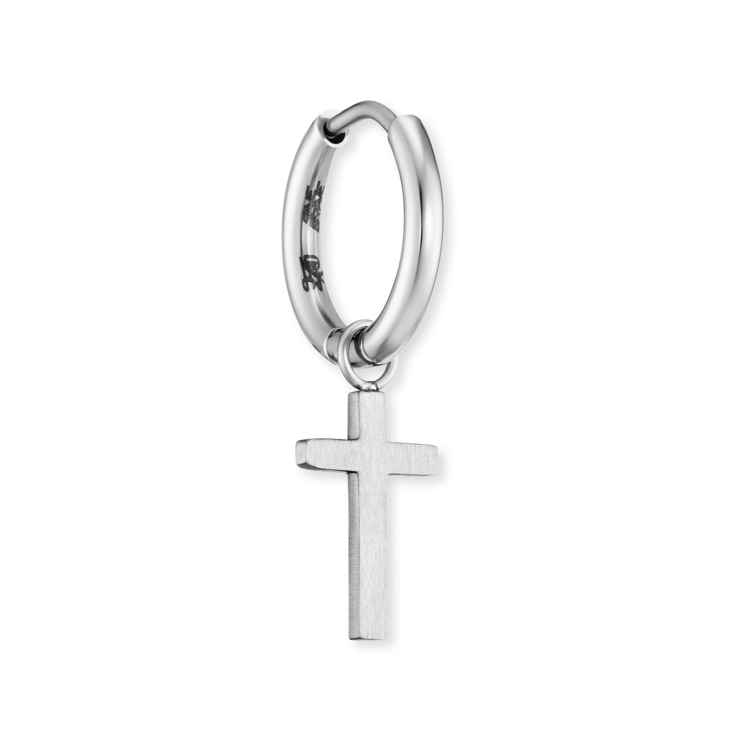 Ohrring Francesco mit Kreuz Anhänger in silber matt - SAVE BRAVE