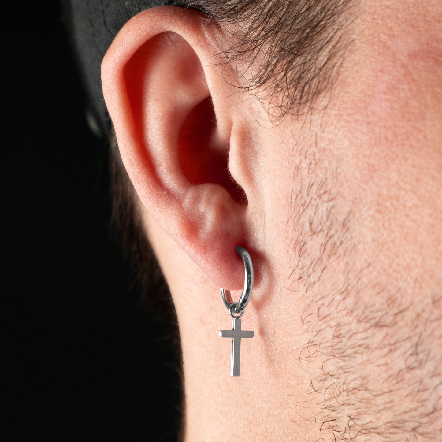 Ohrring Francesco mit Kreuz Anhänger in silber matt - SAVE BRAVE