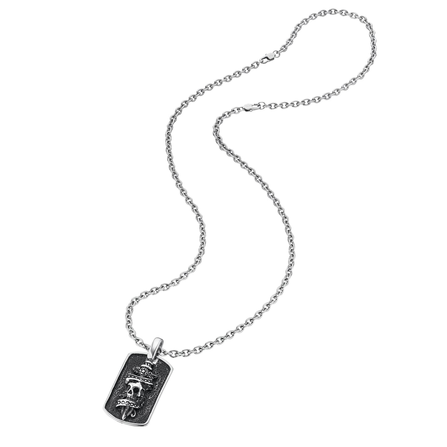 Ankerkette Jack schwarz / silber aus Edelstahl mit Totenkopf-Anhänger - Schmuckzeit Europe GmbH