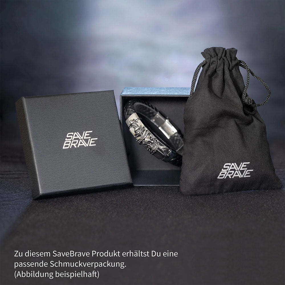 Save Brave Herrenarmband Edelstahl und Leder Ian - SAVE BRAVE