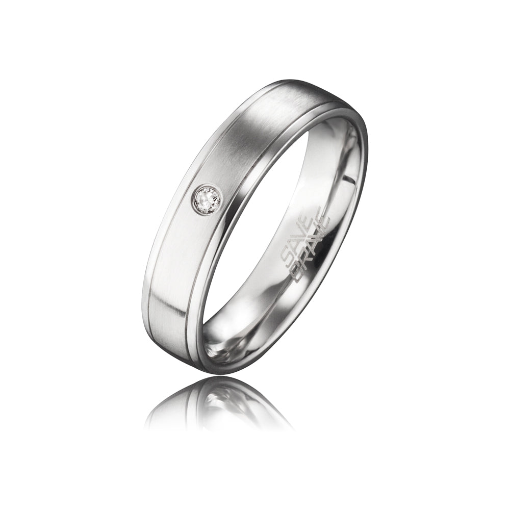 Partnerring Eva silber aus Edelstahl mit Brillant - Schmuckzeit Europe GmbH