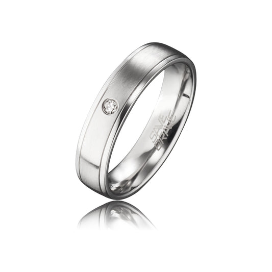Partnerring Eva silber aus Edelstahl mit Brillant - Schmuckzeit Europe GmbH