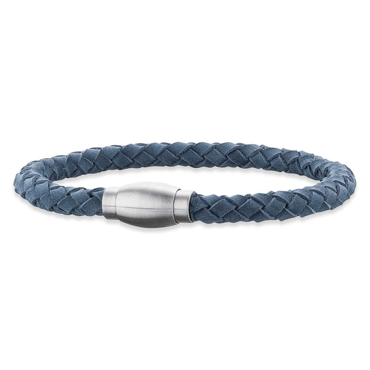 Save Brave Armband Edelstahlverschluss Leder blau James - SAVE BRAVE