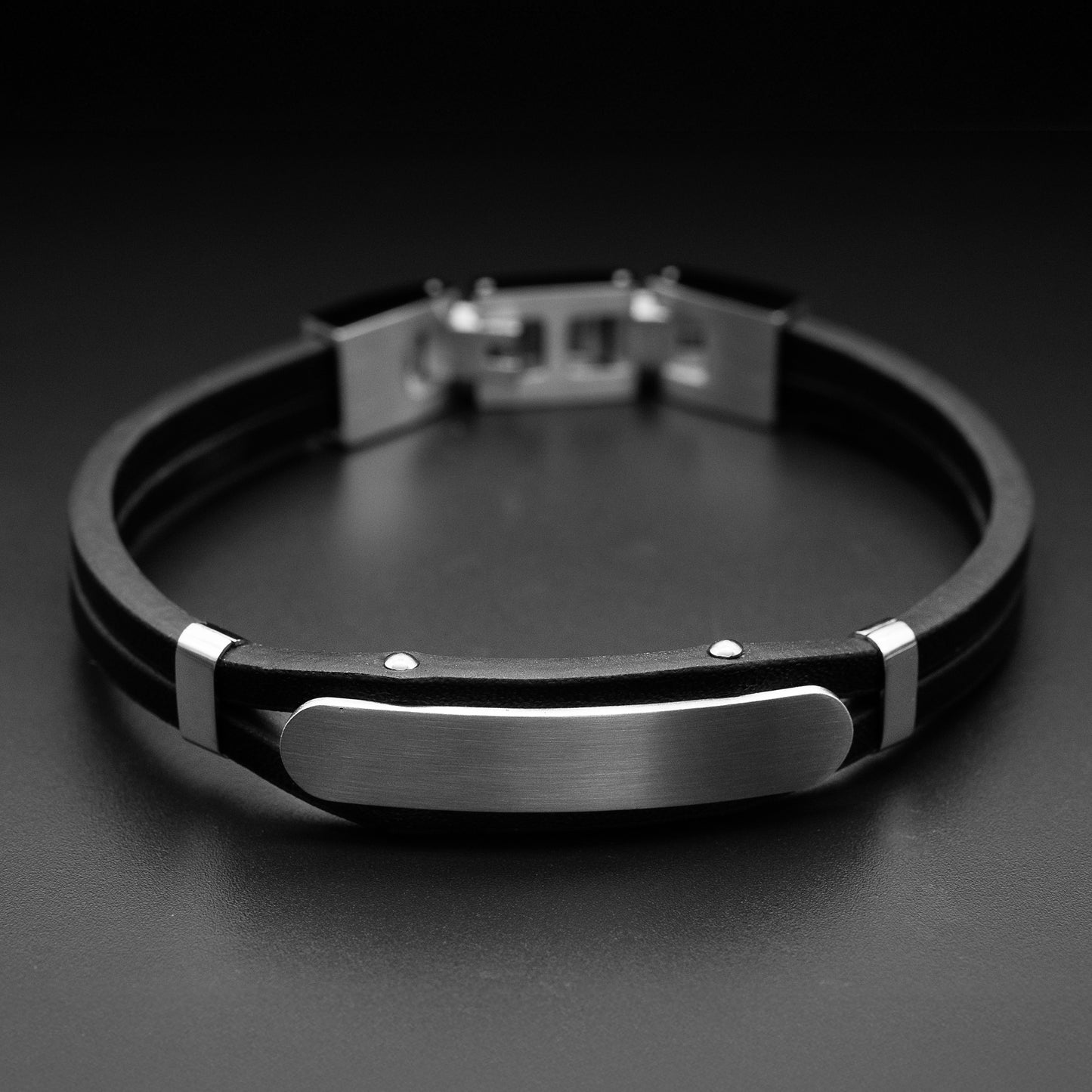 Leather bracelet Dexter with stainless steel