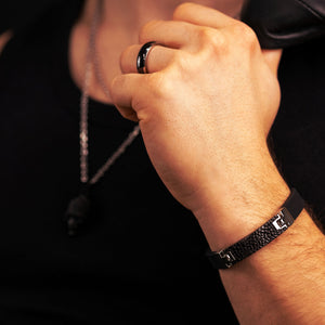 Armband aus Kautschuk & schwarzem Edelstahl - SAVE BRAVE