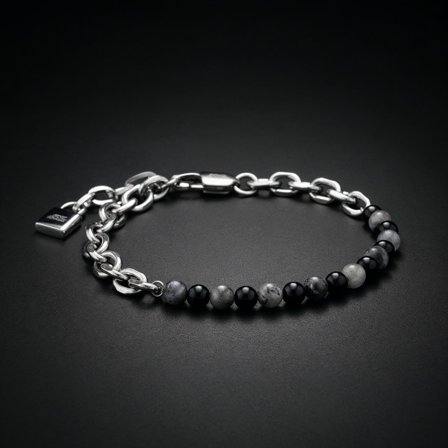 Armband Ankerkette mit Onyx und Achat