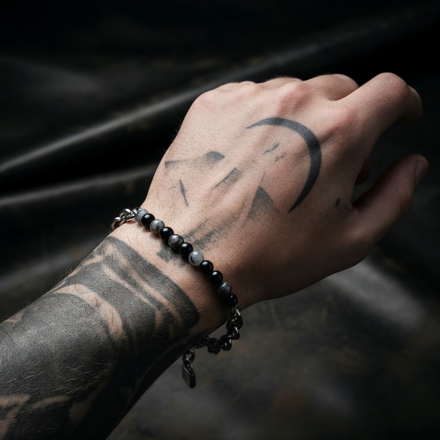 Armband Ankerkette mit Onyx und Achat