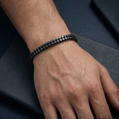 Armband Peyote Edelstahl mit Hämatit schwarz