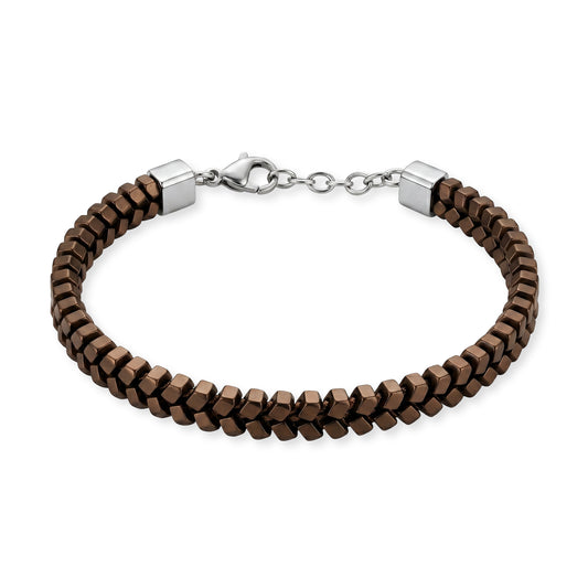 Armband Peyote Edelstahl mit Hämatit braun - SAVE BRAVE