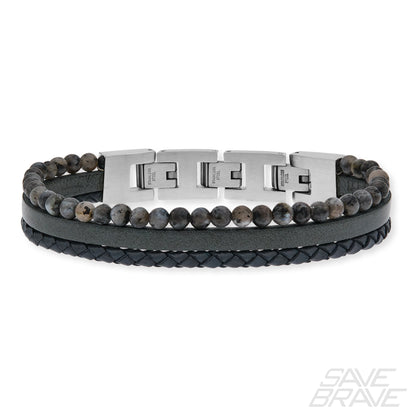 Tyler bracelet made of leather and onyx beads