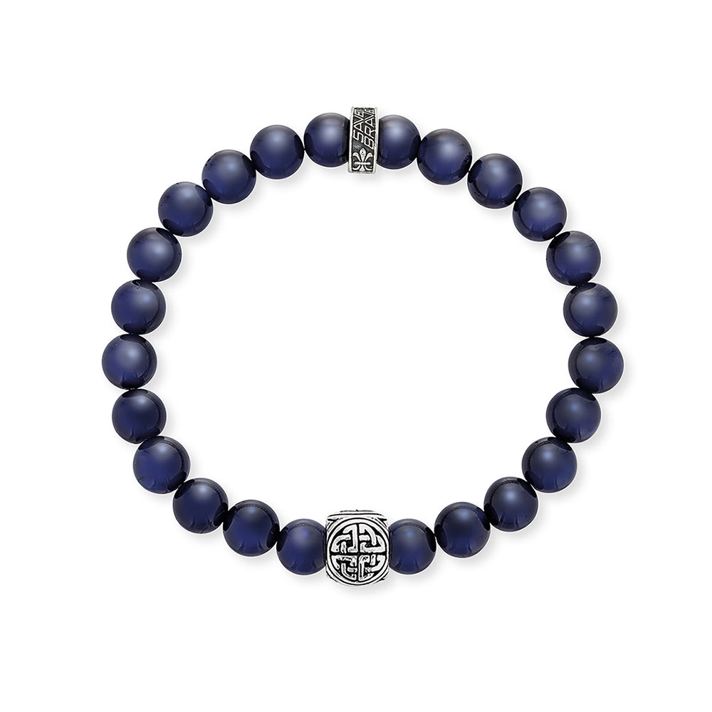 Save Brave Herrenarmband mit blauen Tigeraugenperlen und Keltischer Knoten - SAVE BRAVE