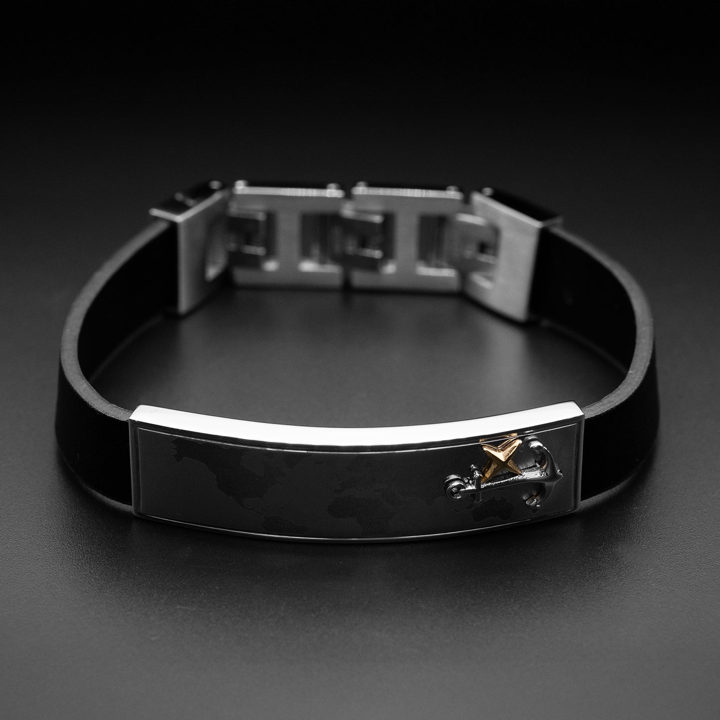 Leather bracelet Worldanchor black - world & anchor gold 