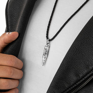 Save Brave Halskette für Herren aus veganem Leder in schwarz und Edelstahl - SAVE BRAVE