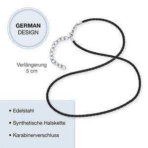 Save Brave Halskette für Herren aus veganem Leder in schwarz und Edelstahl - SAVE BRAVE