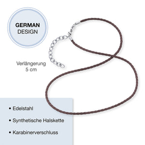 Save Brave Halskette für Herren aus veganem Leder in braun und Edelstahl - SAVE BRAVE