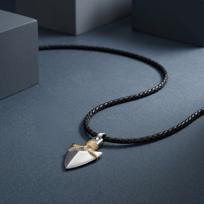 Kette Arrow Edelstahl IP Bicolor mit Leder schwarz