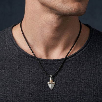 Kette Arrow Edelstahl IP Bicolor mit Leder schwarz