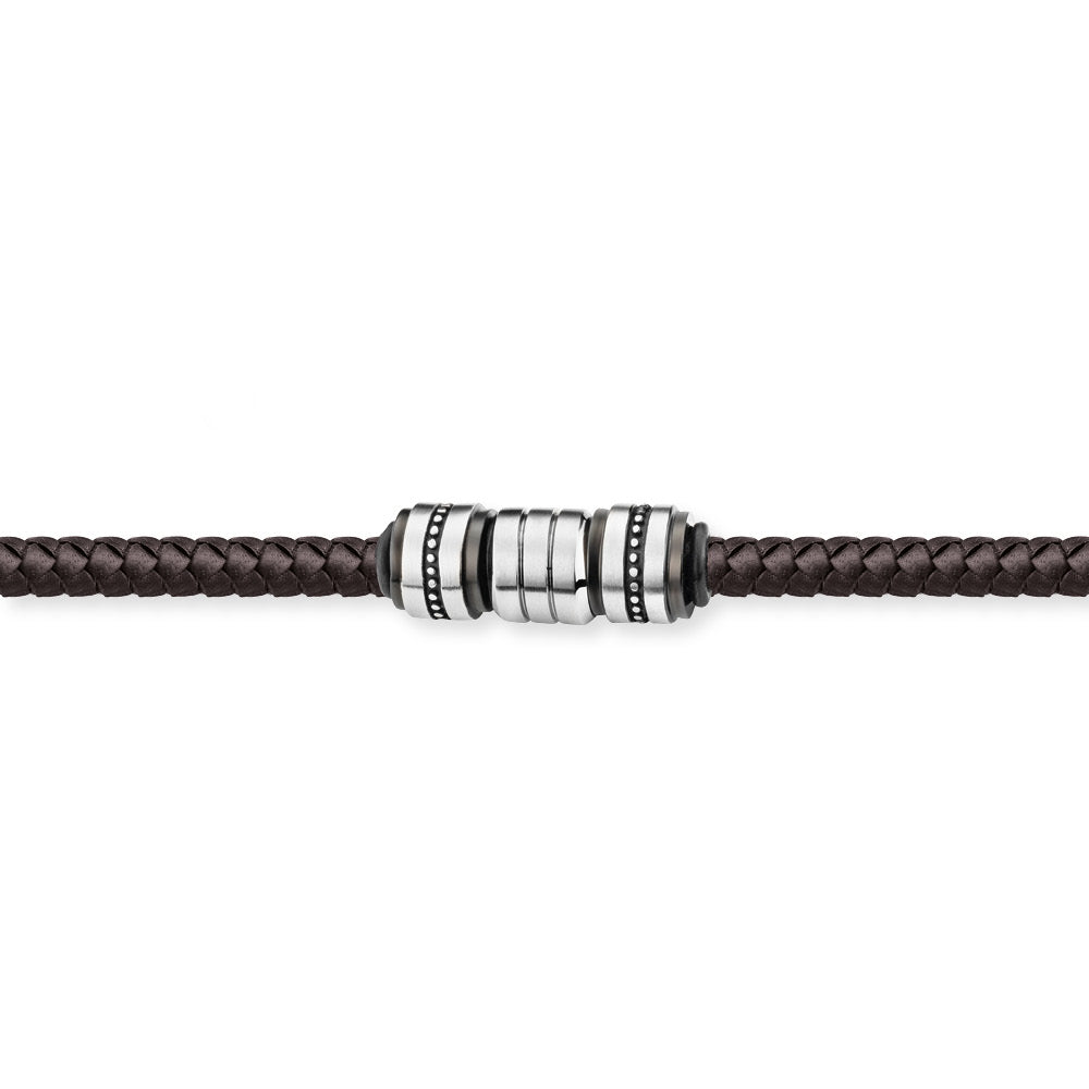 Save Brave Halskette Herren aus Leder braun und Edelstahl - SAVE BRAVE