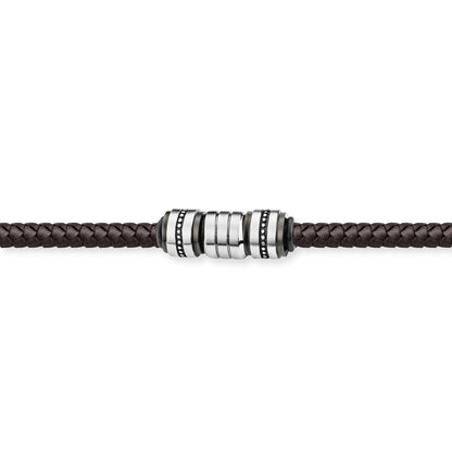 Save Brave Halskette Herren aus Leder braun und Edelstahl - SAVE BRAVE