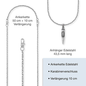 Save Brave Halskette für Herren mit Patronen Anhänger in Edelstahl - SAVE BRAVE