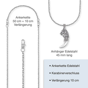 Save Brave Halskette für Herren mit Drachenzahn in Edelstahl - SAVE BRAVE
