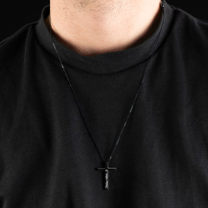 Halskette Francesco mit Kreuz Anhänger in schwarz