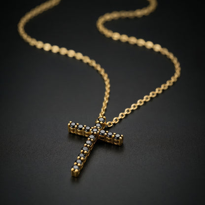 Halskette Kreuz Zirkonia Gold