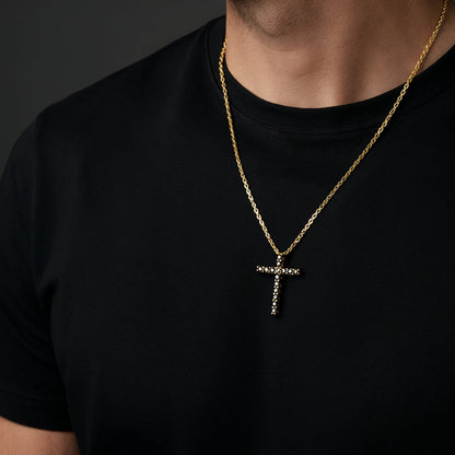 Halskette Kreuz Zirkonia Gold