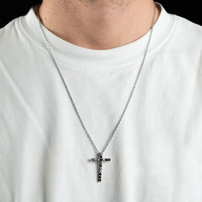 Halskette Francesco mit Stone Kreuz in silber