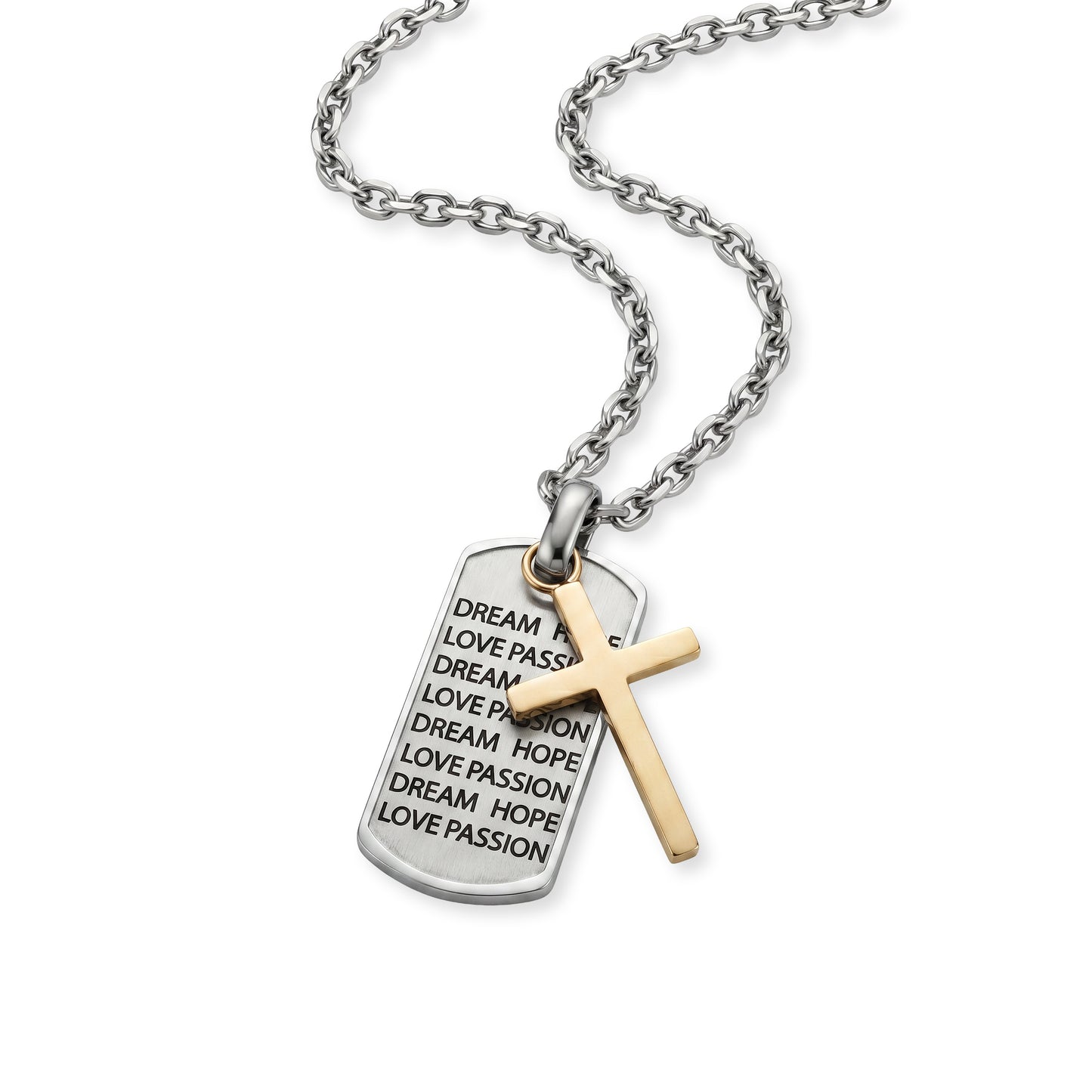 Kette Faith Cross Edelstahl IP Bicolor