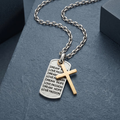 Kette Faith Cross Edelstahl IP Bicolor