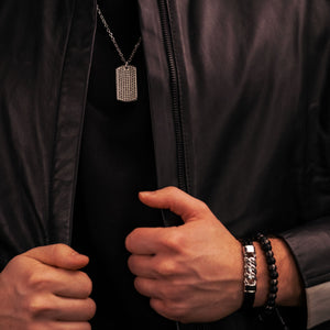 Halskette Garett mit Anhänger - schwarze Zirkoniasteine - SAVE BRAVE