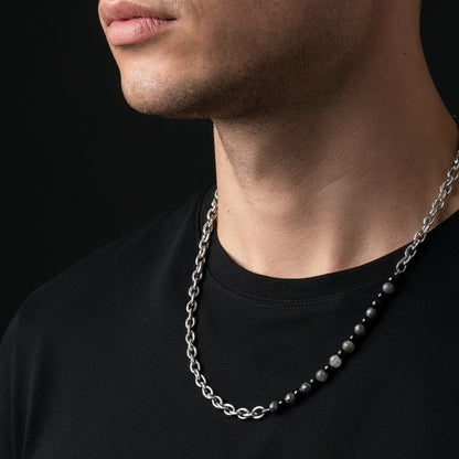 Kette Ankerkette mit Onyx und Achat