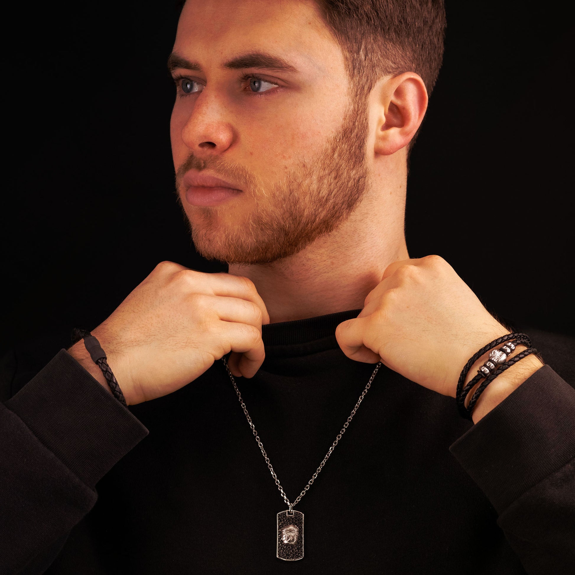 Lederarmband Aaron mit Carbonperlen - SAVE BRAVE