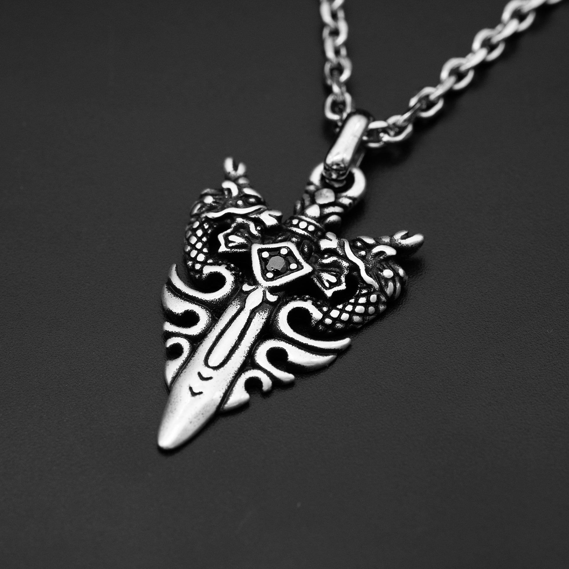 Halskette Sworddragon mit Zirkonia - SAVE BRAVE