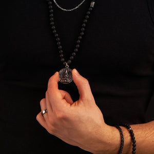 Halskette aus Lavasteinen mit Anhänger Buddha - SAVE BRAVE