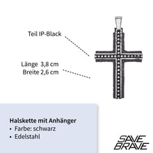 Laden Sie das Bild in den Galerie-Viewer, Ankerkette Bjorn schwarz / silber aus Edelstahl mit Kreuz - Schmuckzeit Europe GmbH