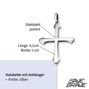 Ankerkette Isaac aus Edelstahl mit Kreuz-Anhänger - Schmuckzeit Europe GmbH