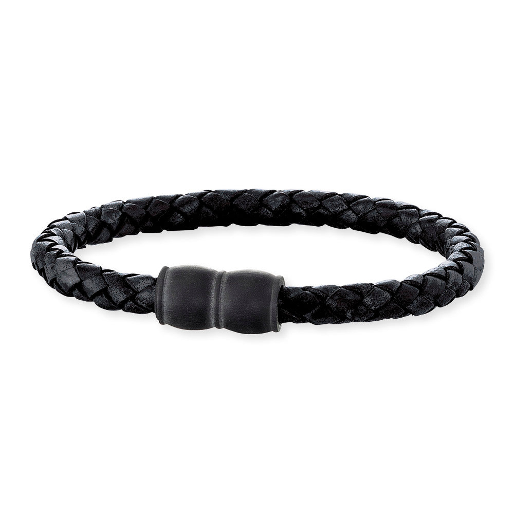 Save Brave Lederarmband Aaron mit Carbonperlen