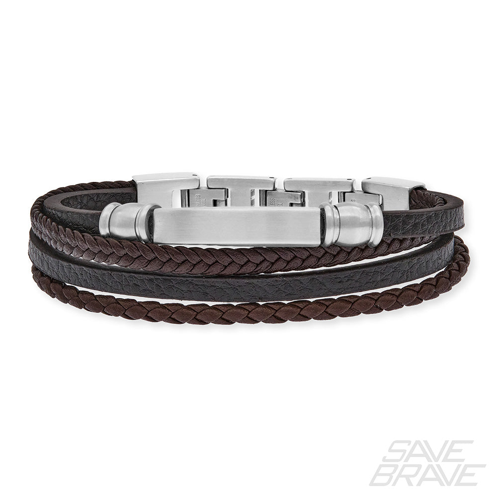 Save Brave Lederarmband Felix mit Edelstahl