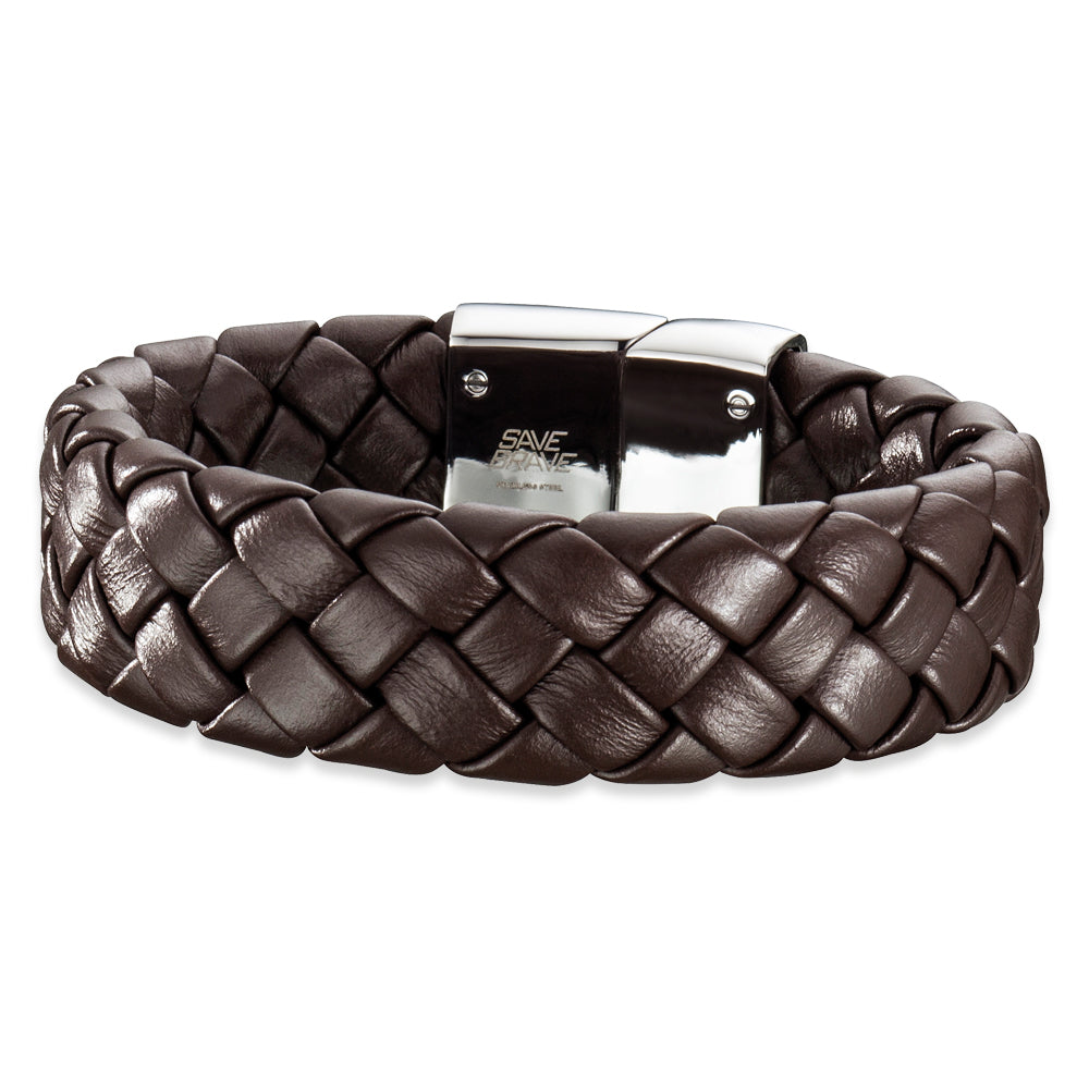 Save Brave Geflochtenes Lederarmband Kilo - braun & schwarz