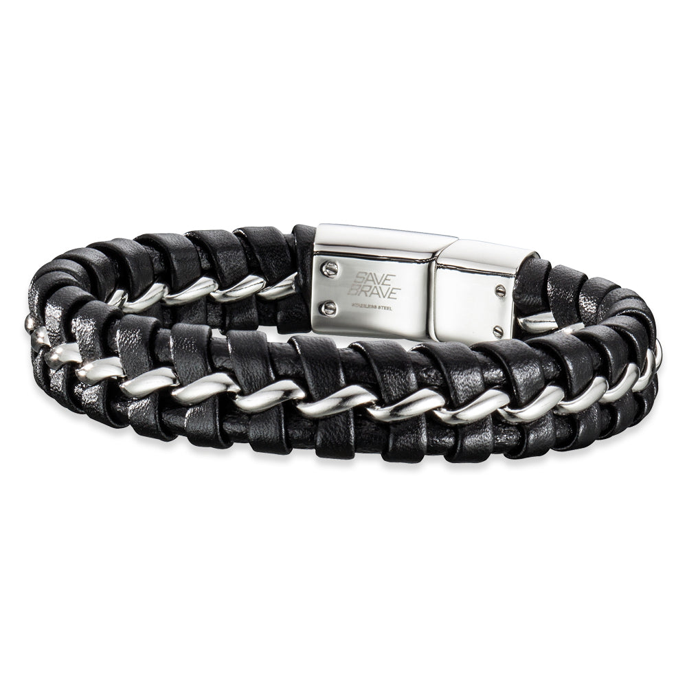 Save Brave Armband Lima aus geflochtenem Leder & Edelstahl