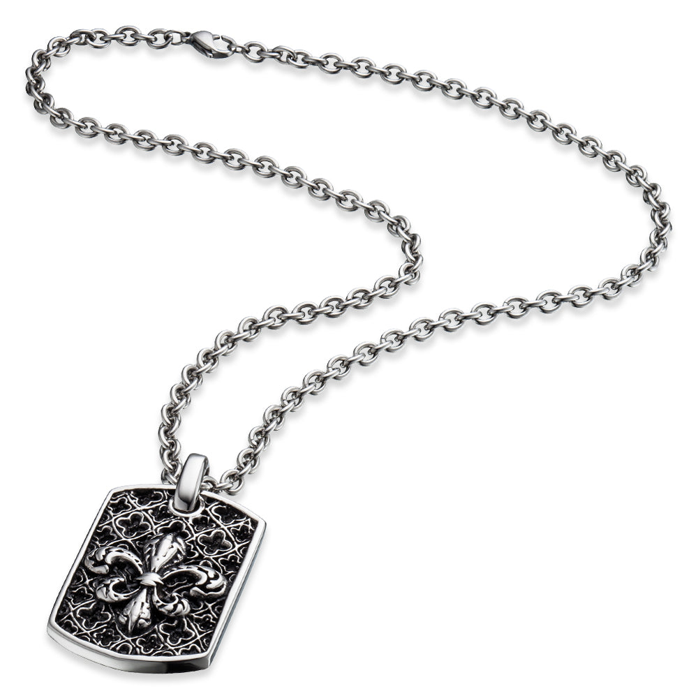 Save Brave Ankerkette Queen mit Dog Tag Anhänger Fleur de Lys