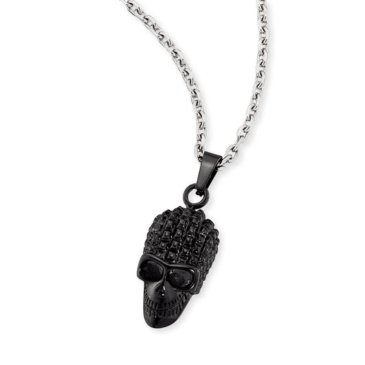 Ankerkette Ralph schwarz / silber aus Edelstahl mit Totenkopfanhänger - Schmuckzeit Europe GmbH