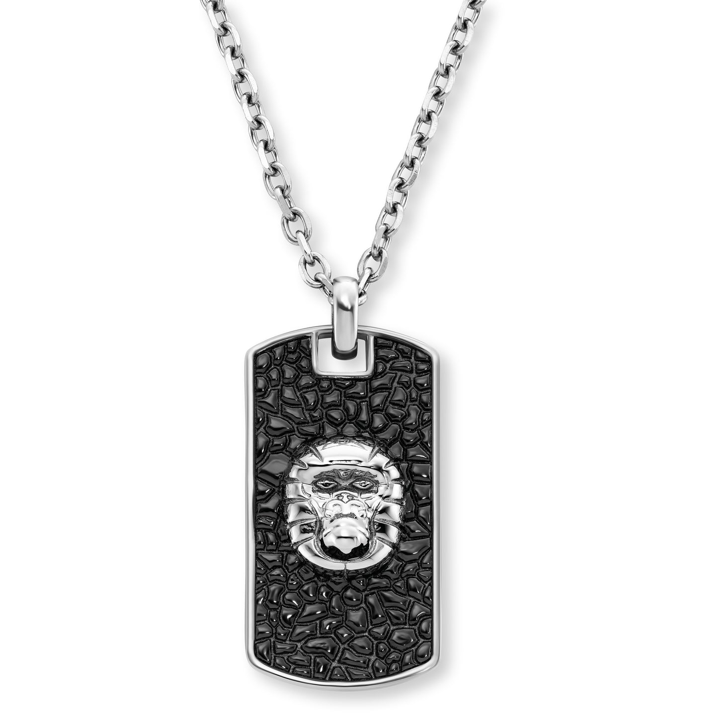 Save Brave Herren Dog Tag Kette aus Edelstahl mit Gorillakopf silber - SAVE BRAVE