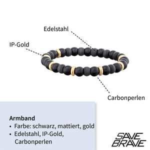 Perlenarmband Russell schwarz & gold Carbonperlen - Schmuckzeit Europe GmbH